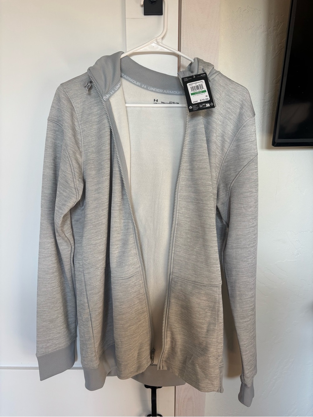 Under Armour Light Gray Full-Zip Hooded Jacket
